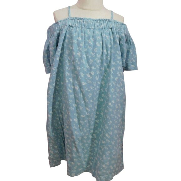 Blue Floral Off-Shoulder Dress With Spaghetti Straps Kids M By GAP - Picture 1 of 7